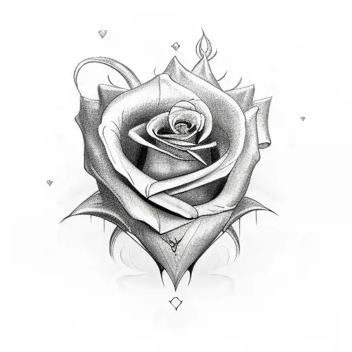 Tattoo Of Rose In The Heart Biomecanic