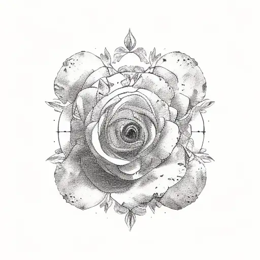 Roses And Peonies In A Circle With Dog Paw Print Inside