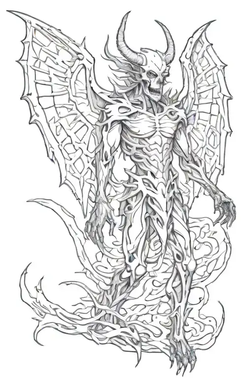 Demon From Hell With Wings Made Of Bones
