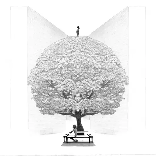 Tree With A Girl In A Bench