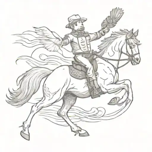 Chicken Riding A Horse Lassoing A Bacon Strip