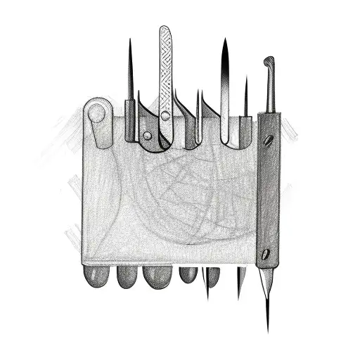Abstract Sketch Of Nail Tools