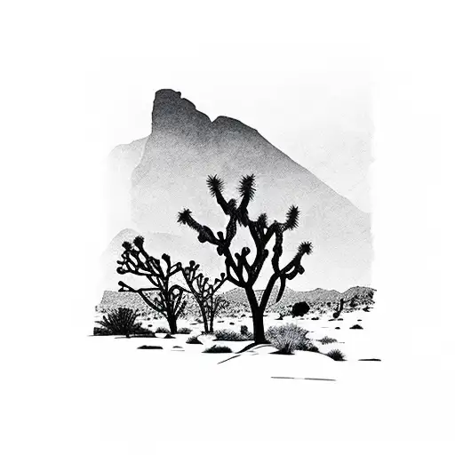 Joshua Tree With Mountain Background