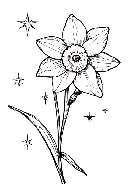 Dainty Daffodil With Sparkle Stars