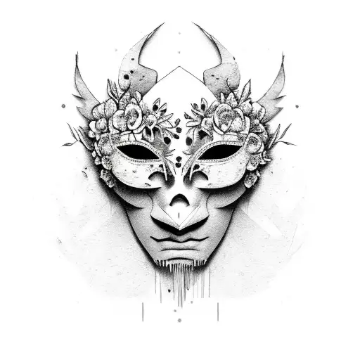 Broken Mask With Florals