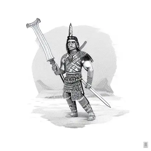 Aztec Warrior Holding A Sword