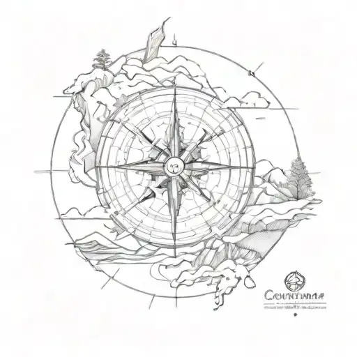 Landscape In Compass Outlines