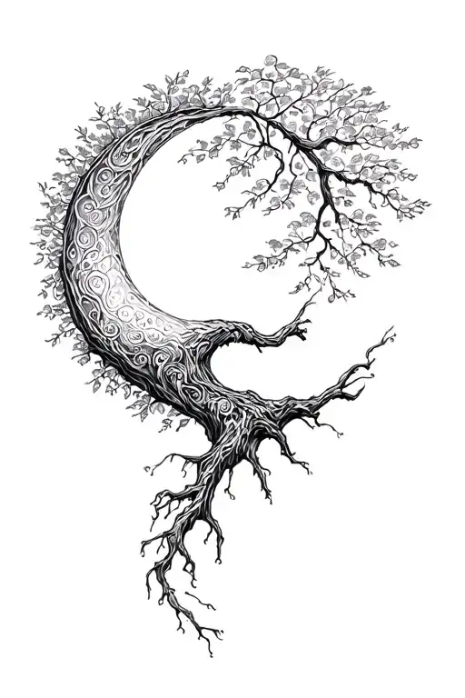 Tree Of Life Forming A Half Moon Merging Together