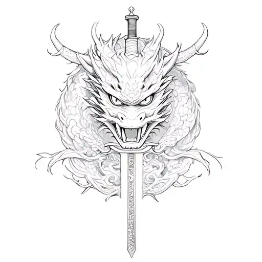 Japan Mask Samurai Sword Dragon With Katana