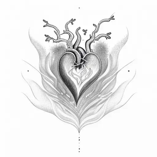 A Heart On Fire Over A Sea