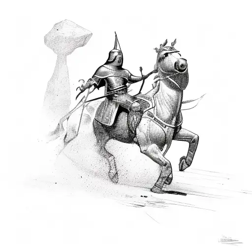 Arab Knight On A Horse Rearing