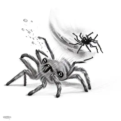 Black Cat Attacking A Spider