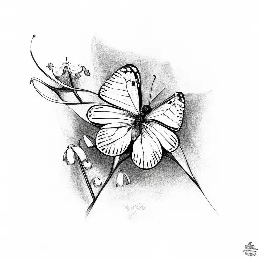 Butterfly With Lily Of The Valley And Spider Lily