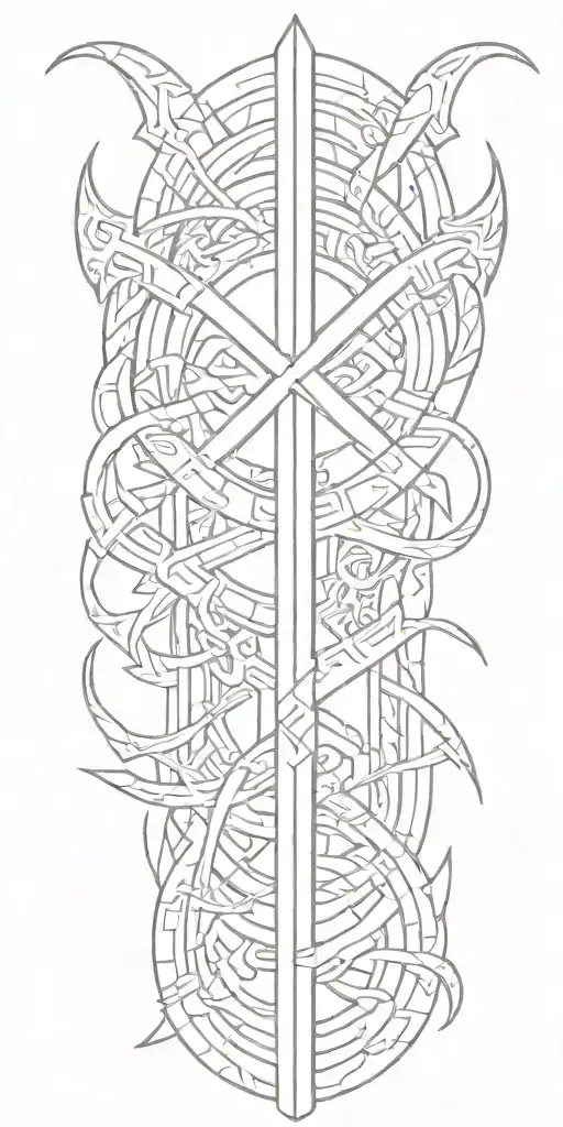 Viking Runes Tattoo Design Combining Elements