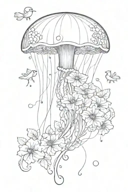 Simple Jellyfish With Floral And Feminine Touches