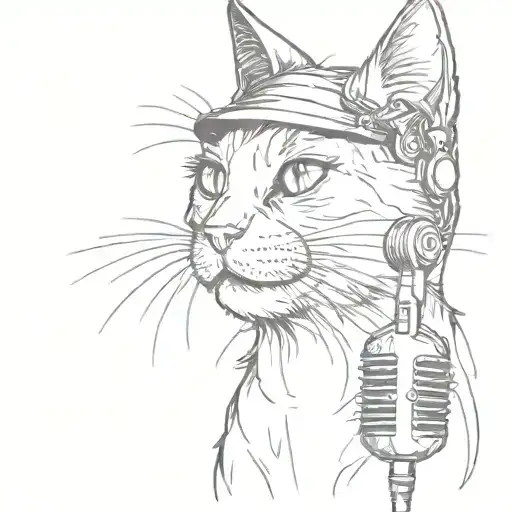 A Black Cat With A Microphone On Its Head