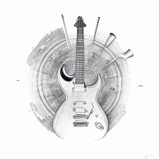 A Guitar Made Of Carpentry Tools With Waves Crashing In The Background