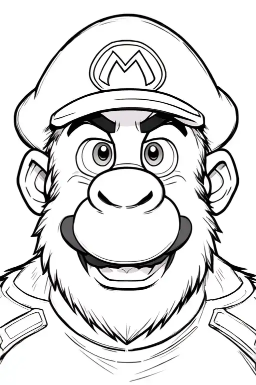 Mario's Head With A Gorilla Corp That The Head Is Well Dissociated From The Corp
