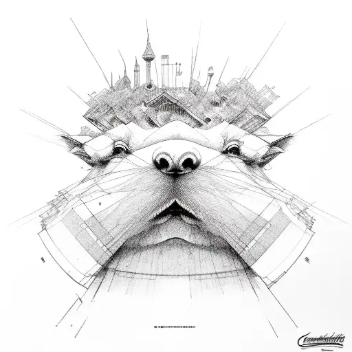 Architectural Blueprints With Funny Caricatures Of Capybaras