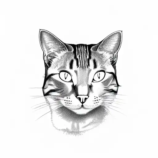 Cat Lying With A Human Skull