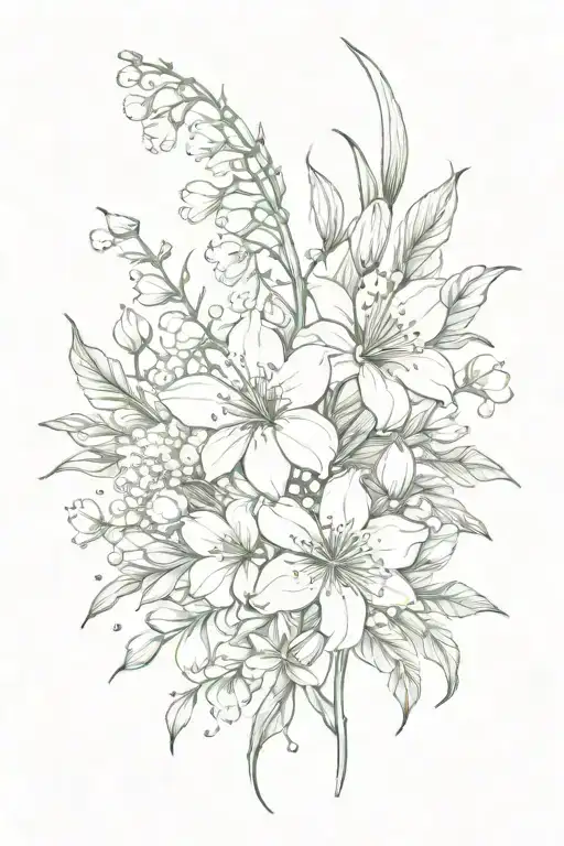 Cosmos And Lily Of The Valley Intertwined