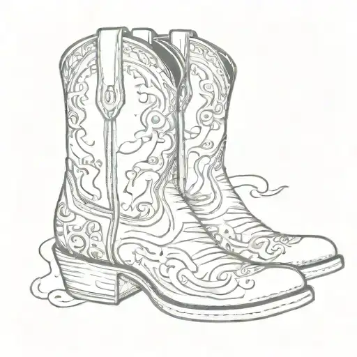 Small Smokey Mountain Cowboy Boot Tattoo Design