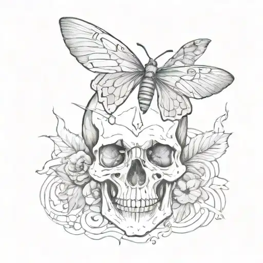 Skull With Moth