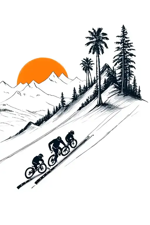 Mountains Skiing Bikes Traveling Sea Palms Rising Sun