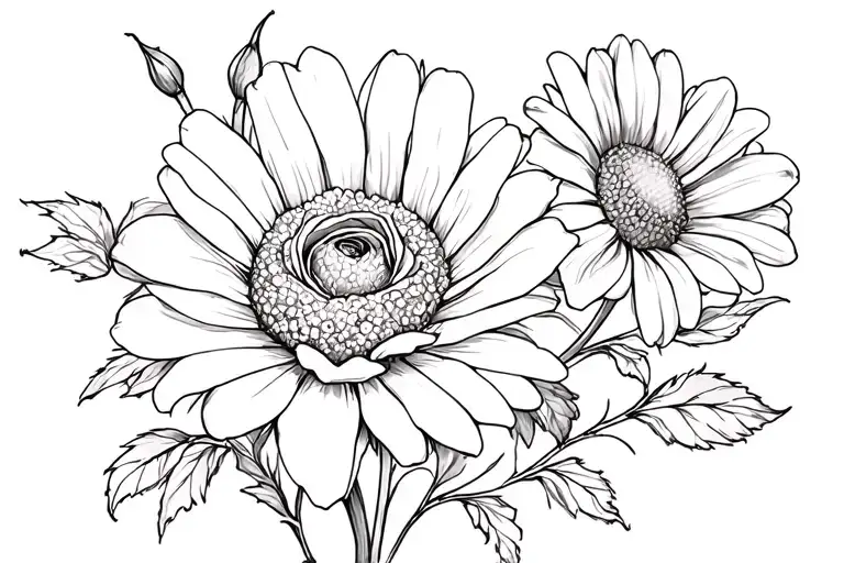 Rose And Daisy Flower