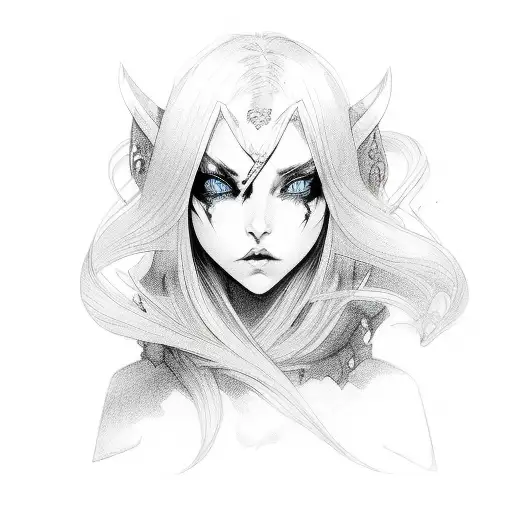 Sexy Demon Girl With Blue Eyes