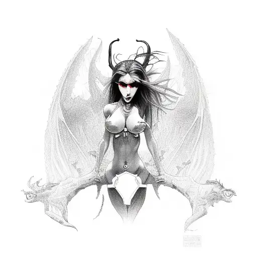 Sexy Demon Girl With Red Eyes