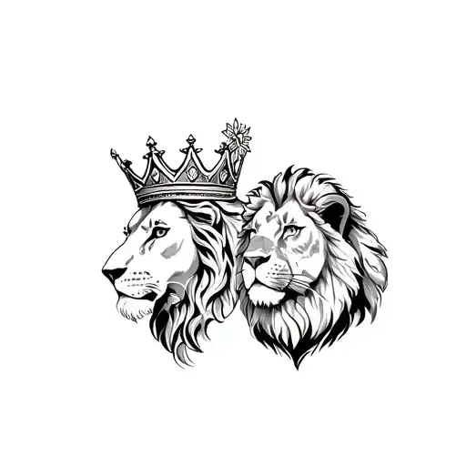 Crown On Lion And Lioness Wearing