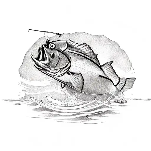 A Humorous Sketch-style Tattoo Of A Fishing Engineer At Work