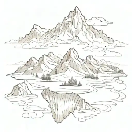 Snow Topped Mountain Surrounded By Mutiple Small Islands
