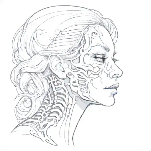 Woman With Half Skeleton Face