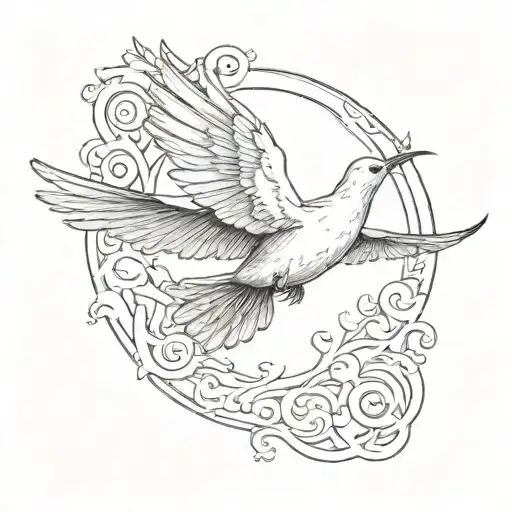 A Dove And Raven On Either Side Of An Empty Rectangle
