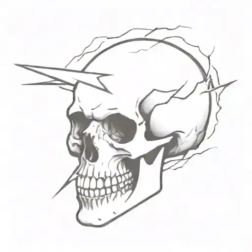 Lightning Bolts Forming A Skull Face