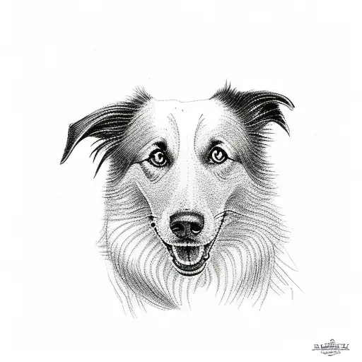 A Portrait Of A Border Collie Looking The Sky