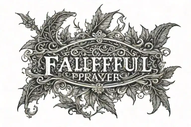 Words Faithful In Prayer Written Inside A Banner Surrounded By Thorny Vines