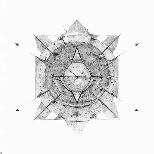 An Old Battleship In Furios Ocean Waves With Combining A Geometric Triangle Around The Picture