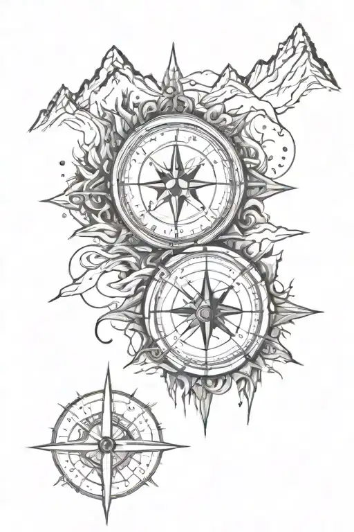 Mountains And Compass Surrounded