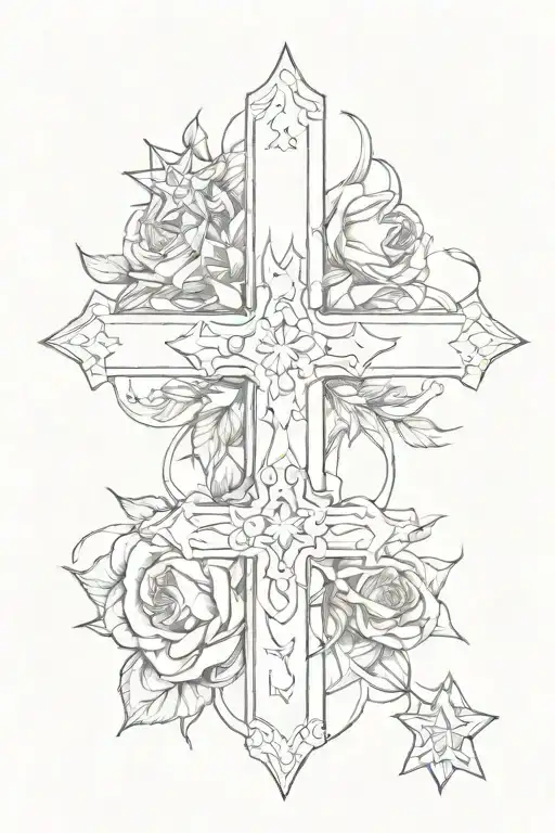 Cross Stars Intertwined 2 Bigger Stars Rose