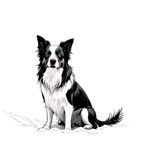 A Dog Sitting In The Snow