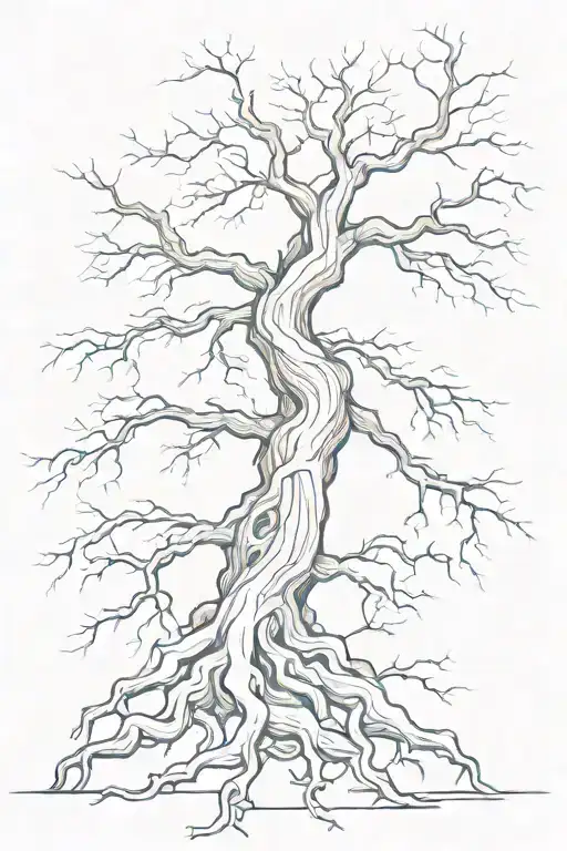 Big Old Tree Roots Exposed And Long Branches