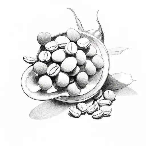 A Detailed Sketch Of A Coffee Bean And Hop