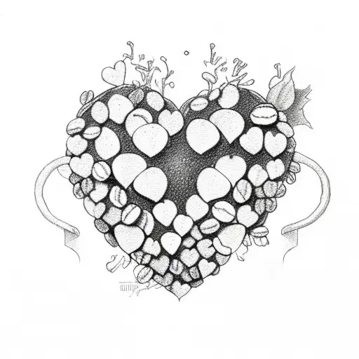 A Detailed Sketch Of A Coffee Bean And Hop Making A Heart