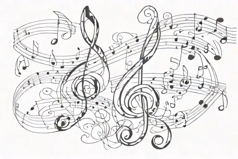 Music Notes Intertwined