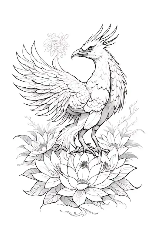 Vietnamese Style Phoenix And Lotus Flowers