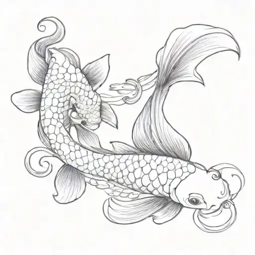Koi Fish And Chinese Symbol Between Them