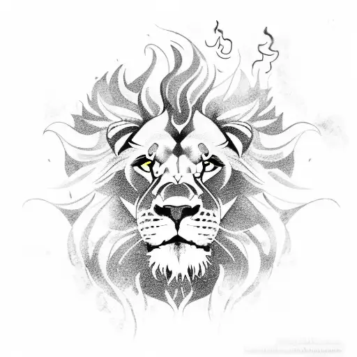 Lion Surrounded By Flames